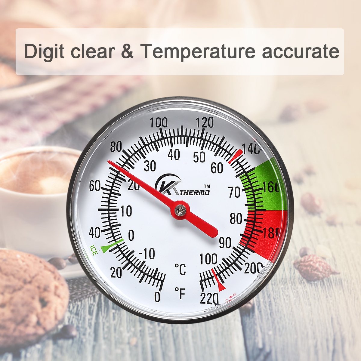 KT THERMO Instand Read 2-Inch Dial Thermometer,Best for The Coffee Drinks,Chocolate Milk Foam KT THERMO
