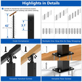 Zylorix 42" One-Stop All Black Cable Railing System Post Kit for Decks(Super Easy DIY), Include 3Pack Stair Posts for 25-35°Stairway, Complete Invisible Cable Railing Kit 1/8" with Cutter(No Handrail) Zylorix