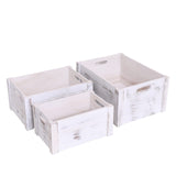 SENRYEE Farmhouse Antique White Wooden Crate For Storage,Rustic Decorative Boxes,Set Of 3 Extra Large Nesting Wooden Storage Crates For Home Decor,Handmade Natural Solid Wood Box (Rustic White) SENRYEE