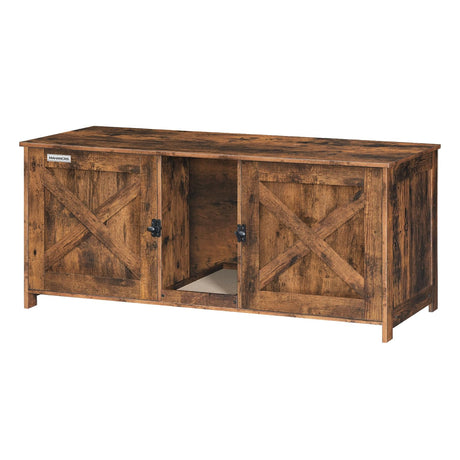 MAHANCRIS Cat Litter Box Enclosure for 2 Cats, 47.2" Hidden Cat Litter Box Furniture with Double Room, Wooden Cat Washroom with Scratching Board, Indoor Cat House End Table, Rustic Brown CWHR1201 MAHANCRIS