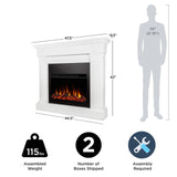 Real Flame Crawford Slim 48" Indoor Electric Fireplace with Mantel for Living Room or Bedroom, Replaceable Fireplace Insert Heater, Realistic Log and Flame Effect, Remote Control, Timer, White Real Flame