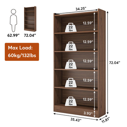 Tribesigns 72-Inch Modern 6-Tier Tall Bookcase with Storage Shelves - Elegant Wood Library Unit for Home & Office - WoodArtSupply