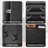 Joaxswe Shoe Storage Cabinet with 2 Flip Drawers, Farmhouse Shoes Organizer for Entryway, Narrow Hidden Shoe Rack with Wooden Legs & Open Storage, Free Standing Shoe Closet for Foyer, Hallway, Black Joaxswe