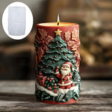 Wehous Christmas Candle Molds, 3D Embossed Santa Tree Holly Cylinder Silicone Molds for Resin Candle Soap Wax, Christmas Ornament Fondant Chocolate Dessert Mold Art Craft Xmas Decor (Santa & Tree) Wehous