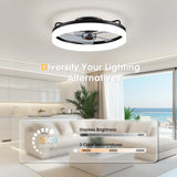 LUDOMIDE Ceiling Fans with Lights, Flush Mount Ceiling Fan with Lights and Remote, 6 Wind Speeds Low Profile Ceiling Fan for Bedroom, Kids Room and Living Room 20" (Black) LUDOMIDE