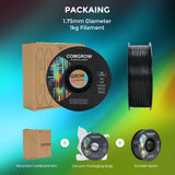 Comgrow ABS Filament 1.75mm, ABS 3D Printer Filament 1.75mm Heat Resistant 1kg ABS 3D Printing Filament 1.75mm, Strong and Durable, Dimensional Accuracy +/- 0.02mm Black Comgrow