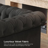 ONBRILL 82" Chesterfield Sofa, Black Velvet Couch with Rolled Arms, 23.6" Deep Seat Couch w/2 Throw Pillows, Button Tufted Backrest, Turned Wood Legs, Comfy Loveseat Sofa for Living Room, Bedroom ONBRILL