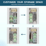 MIIIKO Steel Wardrobe, 72" Combination Storage Cabinet with Clothes Rod and 4 Shelves Organizer Storage, 2 Lockable Doors, for Office Home, Garage, MIIIKO