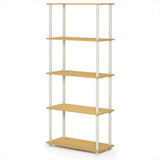 Furinno Turn-N-Tube 5-Tier Multipurpose Shelf / Display Rack / Storage Shelf / Bookshelf, Round Tubes, Beech/White Furinno