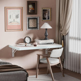 IAE Wall Mounted Folding Table with pine wood, 24" x 14" Wall Mount Drop Leaf Table, Floating Desk with Iron Bracket, Fold Down Desk for Small Spaces, Home Office, Dining, Laundry Room, Kitchen, White IAE