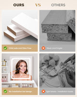 LIVELYGLOW Small Vanity Desk Set with Square Mirror and Light- Vanity Desk with Drawer- White LIVELYGLOW