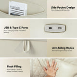 EONIX Triple Motor Lay Flat Power Lift Recliner Chair for Elderly with Massage, 400lbs Electirc Lift Chair for Living Room, Independent Adjustable Backrest Headrest, Extended Footrest, Cream White EONIX