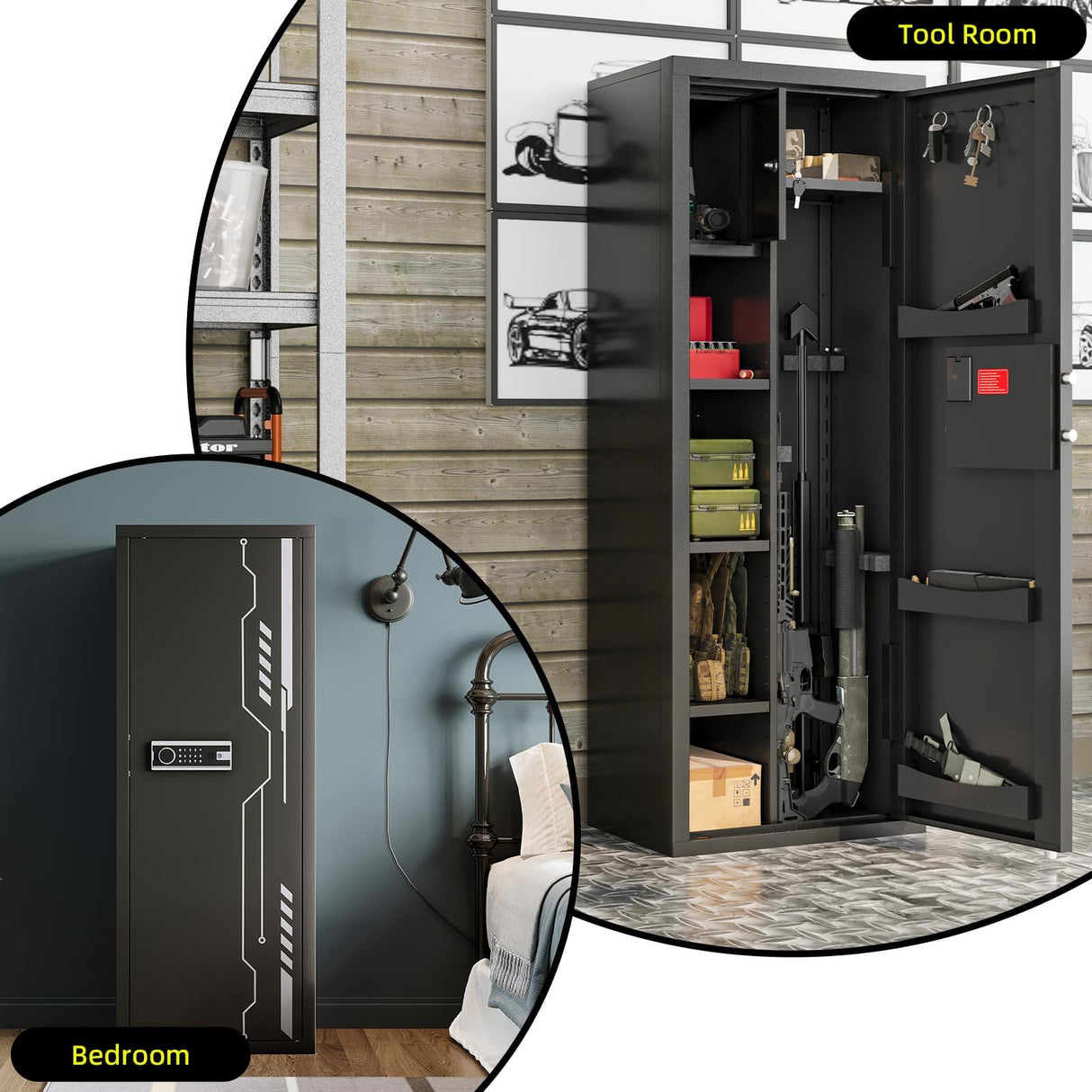 KAER 8-12 Gun safes,Rifle Safe,Gun Safes for Home Rifle and Pistols, Long Gun Safe for Rifle Shotgun for Home,Quick Access Rifle Safes,Adjustable Shelves KAER