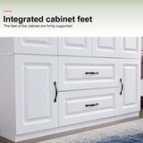 ClassyCabin 4 Door Armoire Wardrobe Closet, Wood 2 Drawers Armoire Storage Cabinet for Large Capacity, White Bedroom Armoires for Clothes with Hanging Rod and 5 Storage ClassyCabin