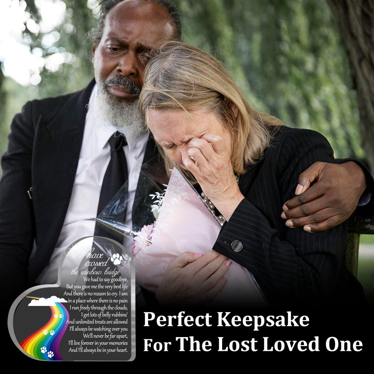 Pet Memorial Gifts, Sympathy Gift for Loss of Dog Cat, Pet Memorial Acrylic Rainbow Bridge Decorations Condolences Gifts for Pet Loss Remembrance Keepsake Toerifer