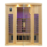 KUNSANA 3 Person Infrared Sauna, Ceramic Infrared Sauna 3 Person, Far Infrared Saunas for Home, Low EMF Infrared Indoor Sauna, Hemlock Wooded Sauna Room, Bluetooth Speakers, Chromotherapy Lights KUNSANA