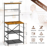 4 Tier Coffee Bar Station, Coffee Stand with 8 S-Shaped Hooks, Large Space Coffee Station Table, Farmhouse Coffee Bar Shelf, Bakers Rack for for Kitchen, Living Room, 24.41" W x 15.78" D x 57.17" H DAOUTIME