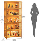 ouioyggk Curio Display Cabinet, 5-Tier Storage Shelves with Acrylic Glass Door, Collectibles Toy Organizers Rack & Display Shelf, Kids Bookshelf and Bookcase for Playroom, Bedroom ouioyggk