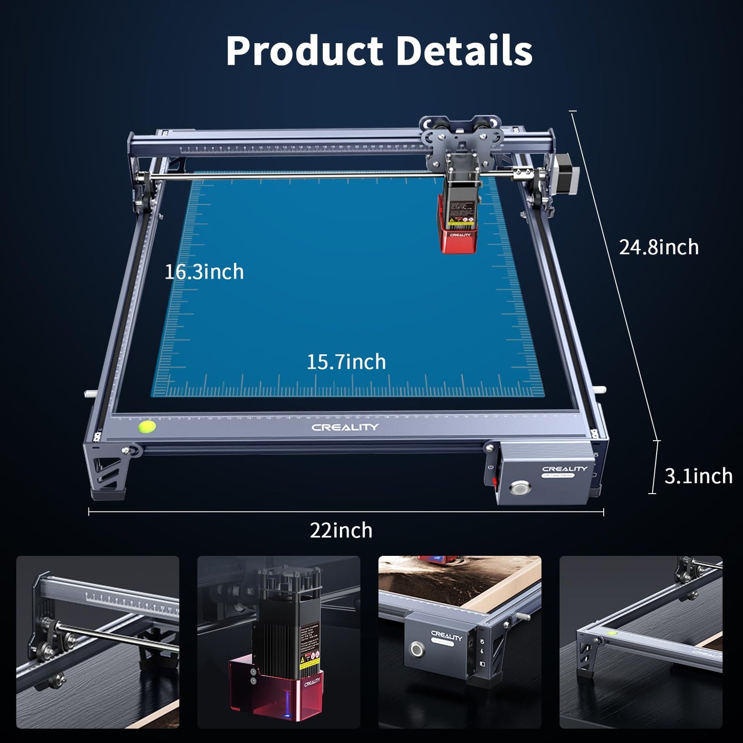 Creality Laser Engraver 3-in-1 Laser Rotary Roller Pro for Glass Tumbler Ring, 7.5W Laser Cutter, High Accuracy Speed DIY Laser Engraver and Cutter Machine for Wood, Metal, Acrylic,Leather - WoodArtSupply