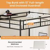 Full Size Loft Bed with L-shaped Desk, Metal LED Loft Bed Frame with Charging Cradle, Space-Saving Full Size Bed with One Cabinet Wardrobe and 2 Storage Drawers, Safety Rails and Ladder, Black FAROUCHE