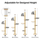FUKUMARU Floor to Ceiling Cat Tree, 6 Level Adjustable Height (5.7-9.8 ft) Climbing Tower with Thickened Scratching Posts, Cat Activity Center with Transparent Capsule and Cozy Hammock FUKUMARU