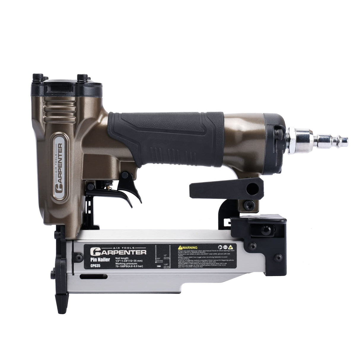 Carpenter CP635 23 Gauge 1-3/8 inch Pin Nailer | Pneumatic | 23 Gauge Pin Nails from 5/8-Inch up to 1-3/8-Inch | Pinner Carpenter Air Tools