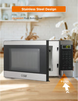 COMMERCIAL CHEF 0.7 Cubic Foot Microwave with 10 Power Levels, Small Microwave with Push Button, 700W Countertop Microwave up to 99 Minute Timer and Digital Display, Stainless Steel Commercial CHEF