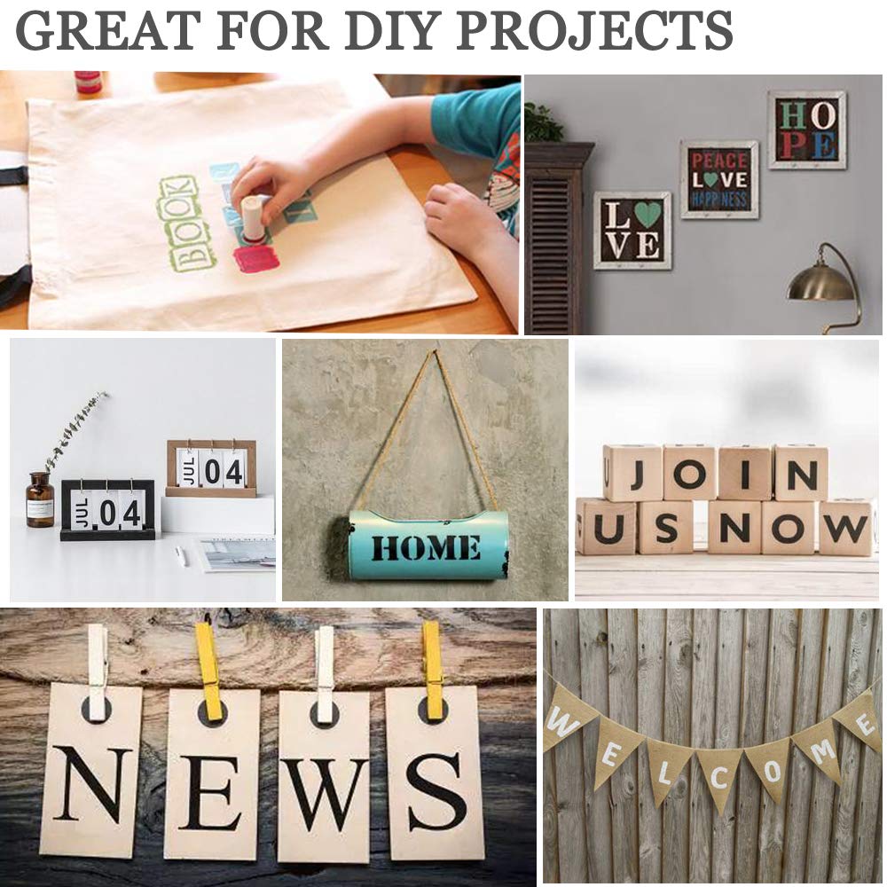 3 Inch Letter Stencils Kit, Alphabet Art Craft Stencils, Reusable Plastic Letters and Numbers Stencil Set for Wood, Wall, Fabric, Rock, Chalkboard, Signage and DIY Art Projects (White, 36 Pcs) HZMM