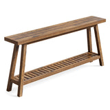 LITTLE TREE 70.9-Inch Extra Long Console Table for Entryway, 2-Tier Narrow Wooden Sofa Table Behind Couch, Large Sofa Tables for Living Room, Farmhouse Foyer Hallway Entry Table, Rustic Brown LITTLE TREE