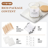 VITEVER 16 Pack, 10 OZ Thick Glass Candle Jars with Bamboo Lids and Candle Wick Kit - Bulk Clear Empty Glass Candle Jars for Making Candles - Spice, Powder Containers VITEVER