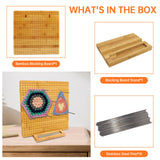 Iswabard 13x13 Inch Bamboo Crochet Blocking Board with 15 Stainless Steel Rods, Perfect for Beginners, Modern Style, Unisex, Adults Iswabard