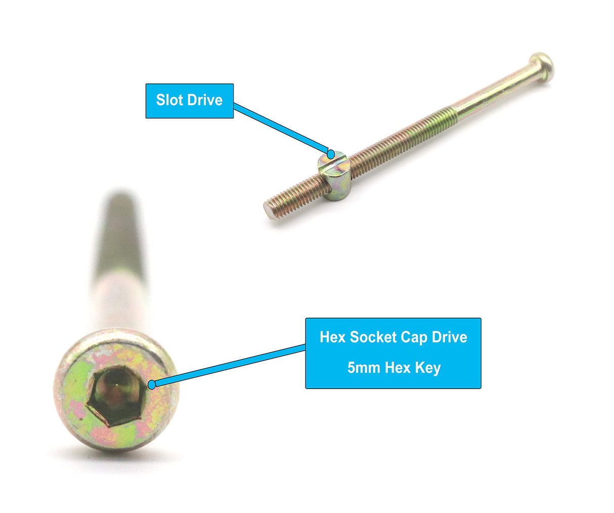 binifiMux Bunk Bed Bolts and Barrel Nuts, M8 x 120mm Hex Drive Socket Cap Furniture Barrel Screws Bolt Nuts for Bed Frame Chairs HeadBoards 10Set, M8 Barrel Nuts binifiMux
