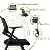 VACYOVKE Folding Conference Room Chairs Set of 2 Black Guest Reception Chair for Office, Waiting Room, Meeting, Lobby, Church VACYOVKE