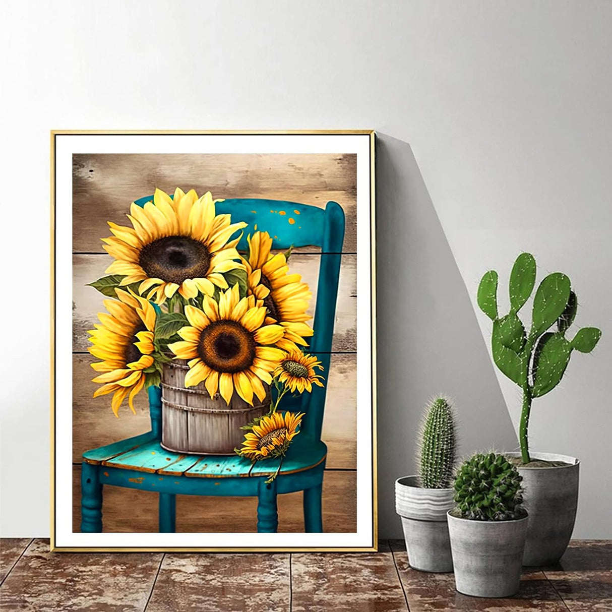 ijbnhd Sunflowers Diamond Art Kits for Adults,Chair Diamond Paintings Kits for Beginners, Full Drill Round DIY Crafts Kits Gift Home Wall Decor Gifts 12x16in ijbnhd