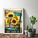 ijbnhd Sunflowers Diamond Art Kits for Adults,Chair Diamond Paintings Kits for Beginners, Full Drill Round DIY Crafts Kits Gift Home Wall Decor Gifts 12x16in ijbnhd