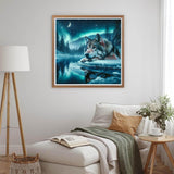 JXDXDJ Wolf Diamond Art Kits for Adults,Aurora 5D Diamond Painting Kits for Beginners,DIY Round Full Drill Winter Diamond Dots Gem Art for Adults,Paint by Pictures Crafts Home Decor 13.78x13.78 Inch JXDXDJ