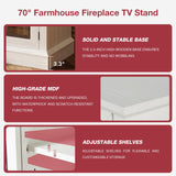 oneinmil 36 Inch 3-Sided Glass Fireplace TV Stand for TVs up to 80", Rustic Media Entertainment Center Console Table with Glass Door Closed Storage, Set of TV Table, White oneinmil