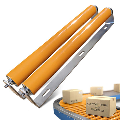 Ultimation 2 Pack Polyurethane Coated Roller with Bracket - Conveyor Rollers for Smooth Material Handling, Durable Construction - 1.5" Diameter Roller - 10" Between Frame, 9-7/16" Tube Length - WoodArtSupply