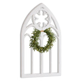 Sintosin Gothic Arched Window Frames for Wall Decor Living Room 20 X 33 Inch, Hanging Distressed White Wooden Farmhouse Window Pane, Rustic Cathedral Window Frame for Halloween Entryway Sintosin