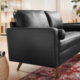 Modway EEI-5870-BLK Valour Leather Loveseat, Black Modway