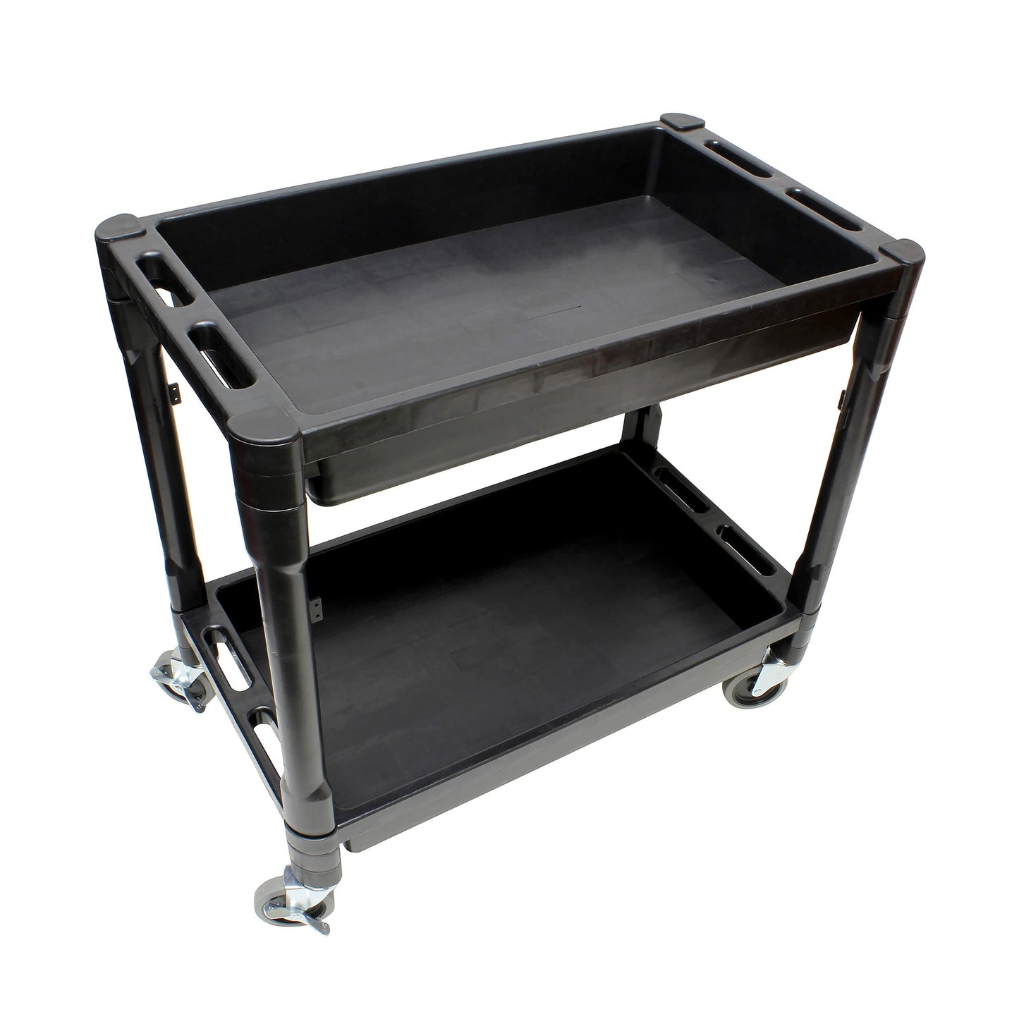 BISupply Plastic Utility Cart on Wheels 1 Pack - 2 Shelf Rolling Commercial Work Cart for Garage, Restaurant, or Classroom - WoodArtSupply