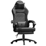 Dowinx Gaming Chair with Pocket Spring Cushion, Ergonomic Computer Chair with Massage Lumbar and Footrest for Adults, High Back Game Chair Leather for Office Gaming 300LBS, Black New Dowinx