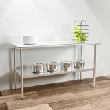 HZEEMFG Stainless Steel Table for Prep & Work 60 x 24 inches,5ft,Heavy Duty Metal Table with Adjustable Undershelf for Commercial Kitchen, Restaurant, Home, Hotel, Laundry Room,Garage, Workshops HZEEMFG