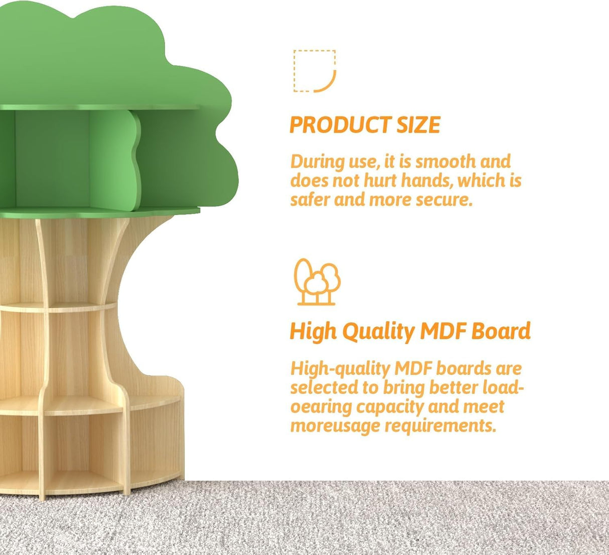 RUPOLX 5-Tier Tree Kids Bookshelf, Toddler Montessori Shelf Book Rack, Toy and Book Storage for Kids, Wooden Children's Bookcase, Toy Storage Organizer for Preschool, Kid Room, Playroom, Nursery-001 RUPOLX