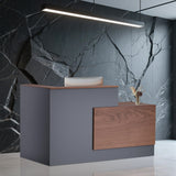 kaiwrxin L-Shaped Modern Reception Desk with Counter & Storage - 71" Large Office Front Desk, Salon Checkout Counter with Lockable Cabinets, Shelves(Brown & Black, Left - 71''L x 34''W x 41''H) kaiwrxin