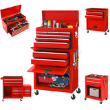 INTERGREAT Tool Chest Cabinet,8-Drawer Rolling Tool Chest with Detachable Top Tool Box, Tool Chest with Universal Lockable Wheels, Metal Tool Cart for Garage, Workshop, Barbershop(Red) INTERGREAT