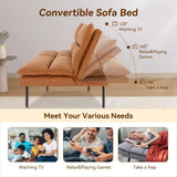 Hcore Convertible Armless Futon Sofa Bed,Faux Leather Futon Couch,Memory Foam Modern Loveseat Couch,Sleeper Sofa Bed Small Splitback for Small Spaces,Living Room,Office,RV,Apartment,Brown Hcore