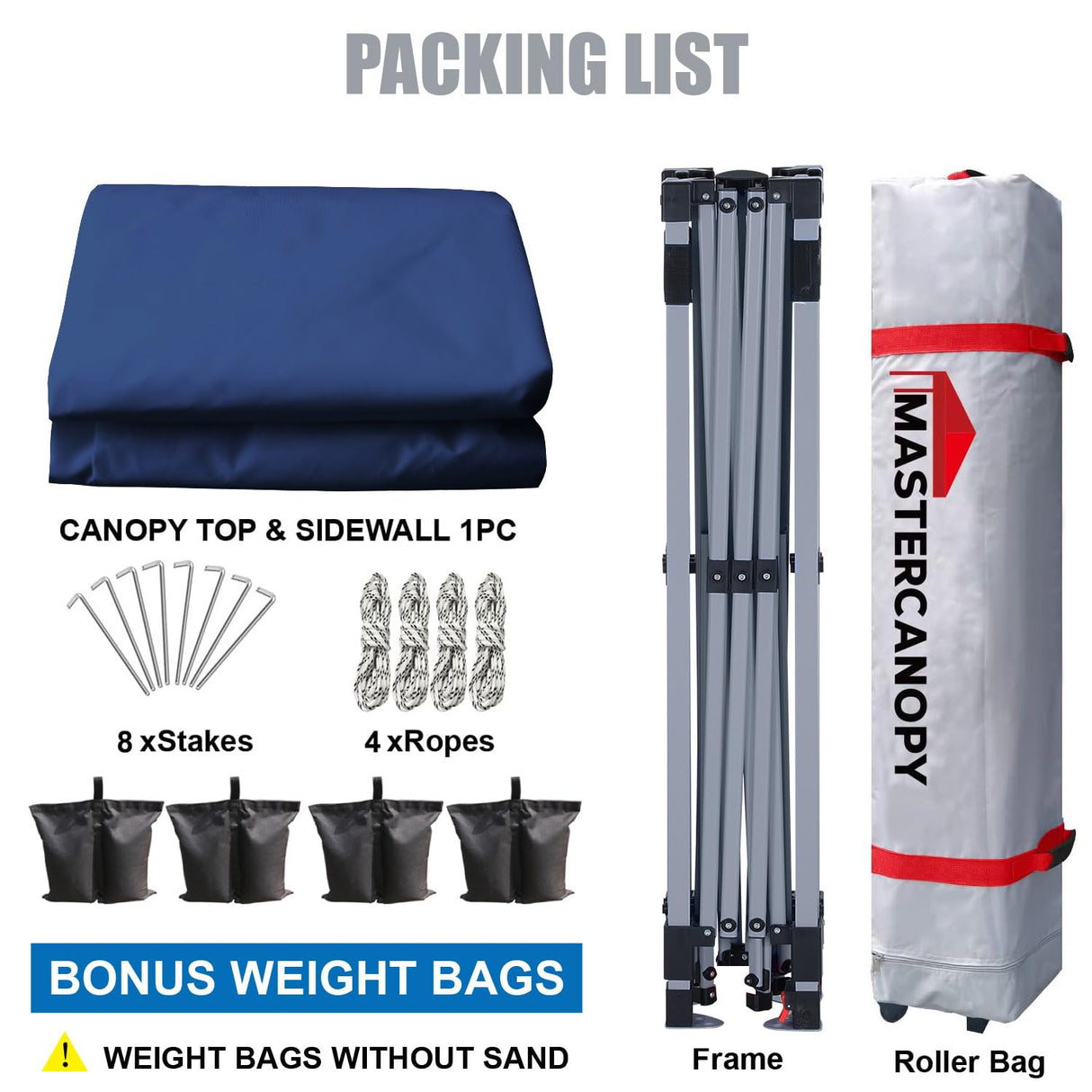 MASTERCANOPY Durable Pop-up Canopy Tent with 1 Sidewall (10'x10',Navy Blue) MASTERCANOPY