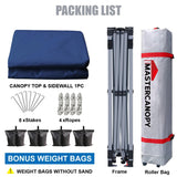 MASTERCANOPY Durable Pop-up Canopy Tent with 1 Sidewall (10'x10',Navy Blue) MASTERCANOPY