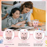 Sabary 228 Pcs Kawaii Stationary Set Include Telescopic Pencil Pouch Case Bag Gel Ink Pen Sticky Note Bubble Tea Sticker Pill Highlighter Stationary Cute School Supplies for Christmas(Vivid) Sabary